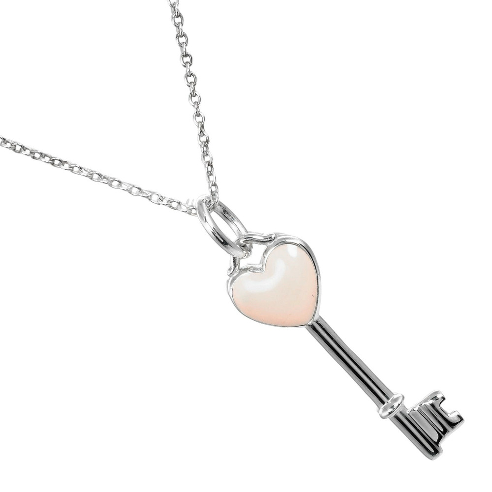 Tiffany Co Heart Key Necklace Sterling Silver